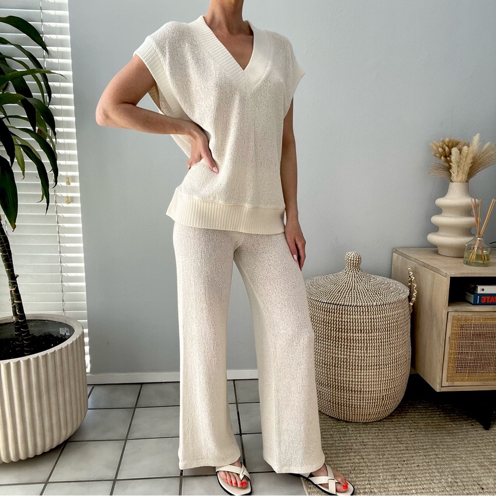 Zara Cream Crochet Knit Set S